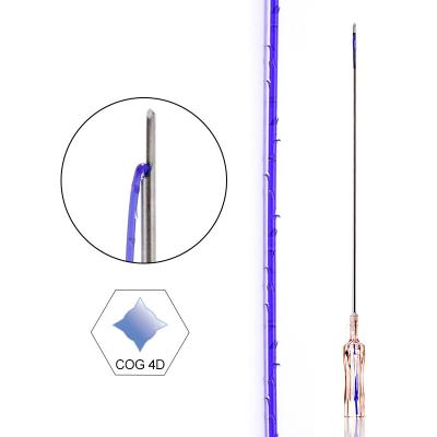 China Hot selling promotion face lifting thread fios de pdo 19g100mm L blunt cannula tip cog 4D collagen pdo thread for sale