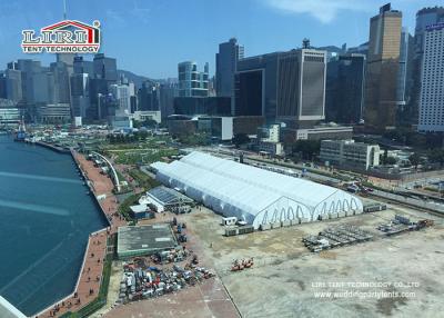 China 35m width Aluminum StructureTFS Tent Hire With White PVC Fabric Fireproof for sale