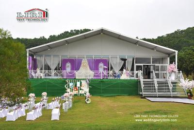 China Large Clear Span 15 by 40m Luxury Wedding Tents With Glass Wall for 500 Persons Capacity for sale
