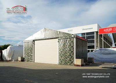 China 10m Witdh Aluminum Steel Airplane Hangars Camouflage Color PVC Fabric Steel Roll Up Door for sale