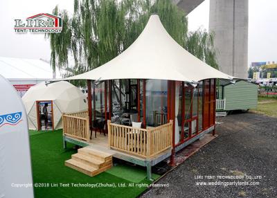 中国 最も高いピーク5mの幅2の人の木のフロアーリング システムが付いている贅沢なGlampingのテント 販売のため
