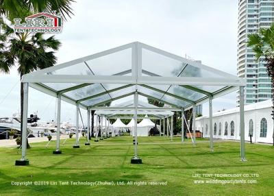 China 500 Seaters Aluminum Transparent Luxury Wedding Tents With White Decoration for sale