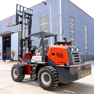 China Powerful Seated 3.5 Ton Rough Terrain Forklift Up To 48 Inches Fork Length for sale