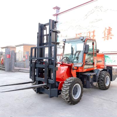 China Material Handle  5000kg All Terrain Forklift With Emergency Stop for sale