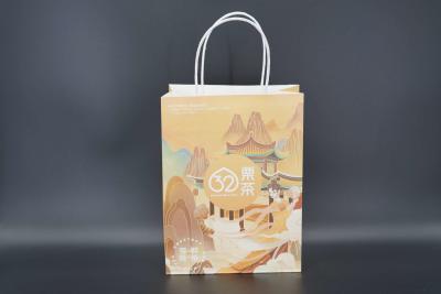China Custom Printed Greaseproof Paper Bags Recycled Paper Bags With Handles for sale
