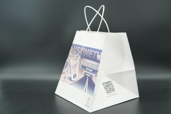 Quality White Unique Custom Printed Paper Bags Recyclable Extra Large Bottom for sale