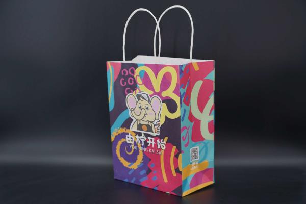Quality Cafes Restaurant Take Out Paper Bags Biodegradable Personalised Paper Bags for sale