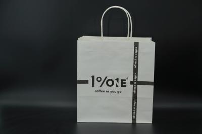 China Printing White Eco Paper Bags With Handles Twisted Oversized Bottom for sale