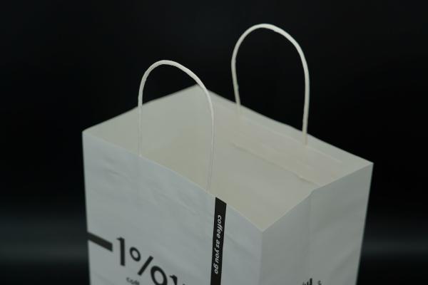 Quality Printing White Eco Paper Bags With Handles Twisted Oversized Bottom for sale