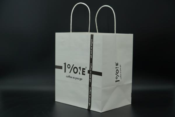 Quality Printing White Eco Paper Bags With Handles Twisted Oversized Bottom for sale
