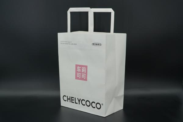 Quality Custom Kraft Take Out Bags Recyclable Flap Rope Handle Paper Bags for sale