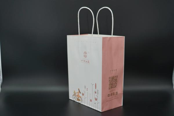 Quality Customized Personalized Paper Bags White Kraft Bags With Handles Twisted FSC for sale