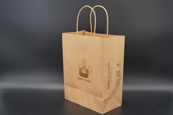 Quality Takeaway Eco Paper Bags Brown Kraft Paper Shopping Bag Customized for sale