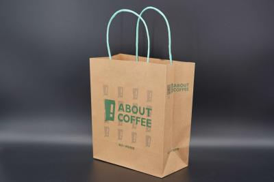 China Juice Takeaway Eco Paper Bags Wood Pulp Kraft Flexo Printing for sale