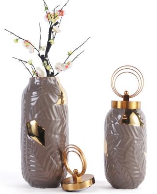 Chine Vase en céramique modèle à porcelaine de Room Coffee Brown 140X420 à vendre