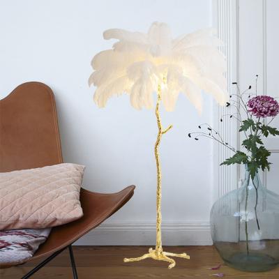 China OEM Height 1.6M Ostrich Feather Floor Lamp For Lighting for sale