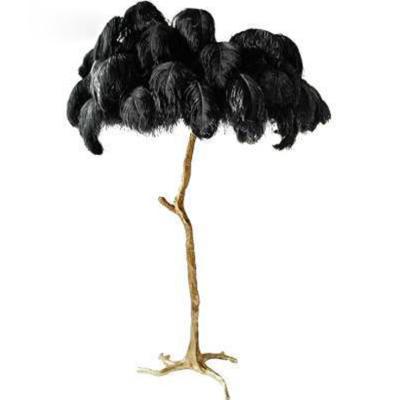 China Customized Free Standing Black 220V Ostrich Feather Lamp for sale
