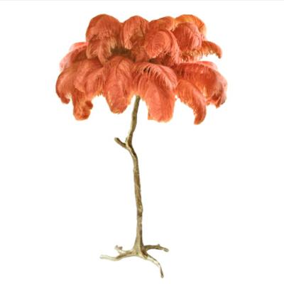 China Brass Stand Orange Color 110 Volt Ostrich Feather Lamp for sale