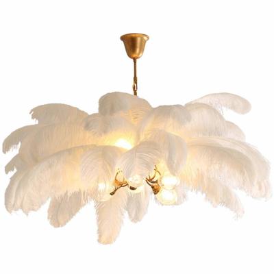 China Changeable Brightness Art Deco G9 Ostrich Feather Chandelier for sale