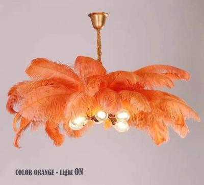 China G9 Light Source Hanging OEM Ostrich Feather Ceiling Pendant for sale