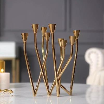 China W shape metal nordic style brass candle stick holder tabletop Decorative Candle Holder for sale