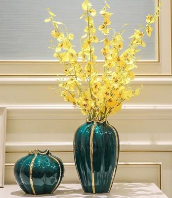 China Verde decorativo do vaso de flor da porcelana cerâmica para a decoração da tabela à venda