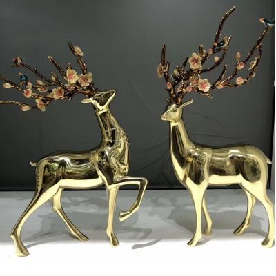 China Colour Changeable Metal Deer Sculpture Decorative Art Craft for sale