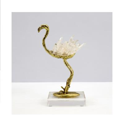 China Home Decoration Copper Ostrich sculpture TableTop Crafts for sale