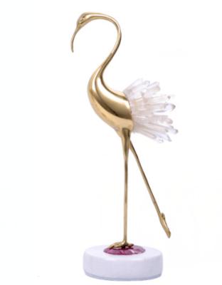 China OEM Red Crowned Crane Copper Crystal Decorative Art Craft for sale