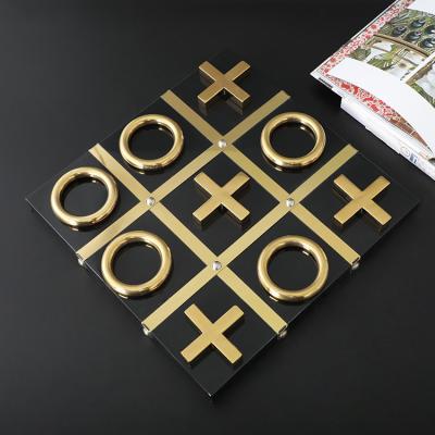 China Custom Wood XO Metal Chess Board Crafts For Home Decor for sale