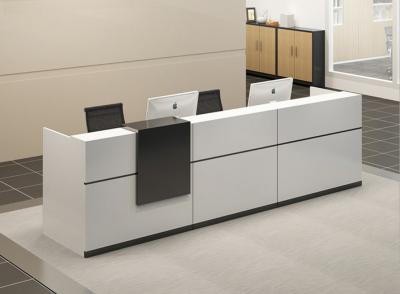 China Anti Scrape E1 Panel Decorative Office Furniture MDF Modern Front Desk for sale