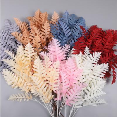 China Artificial Big Cypress Leaf Branch 92cm Length Plastic Fabric Wedding Background for sale