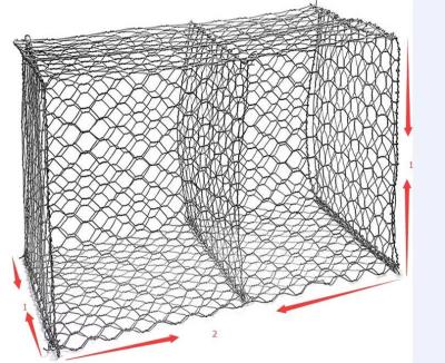 China Gabion basket mesh met treksterkte van 350-550N/mm2 en 40-400g/m2 zinkcoating Te koop