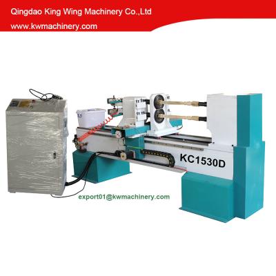China KC1530D CNC Wood Lathe wood turning lathe produce 2 products per time for sale