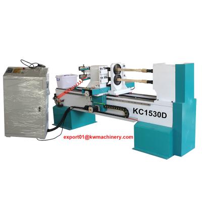 China KC1530D CNC WOOD LATHE FACTORY IN CHINA DOUBLE SPINDLES CNC WOOD TURNING LATHE for sale