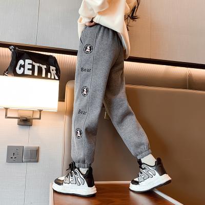 China Leisure Childrens Spring Clothes Sweatpants Grey Thick Warm for sale