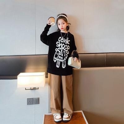 China Girls Spring Autumn Fashion Childrens Clothes Thickened Letter Oversized Crewneck Sweater for sale