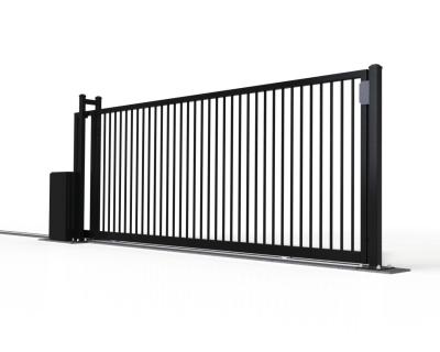 China Customized Automatic Sliding Metal Driveway Gates Stain Black Color for sale