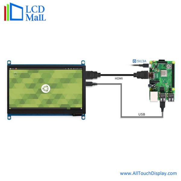 Quality 7 Inch HDMI TFT Display 1024*600 Dots HDM Interface 6 O'Clock Viewing for sale