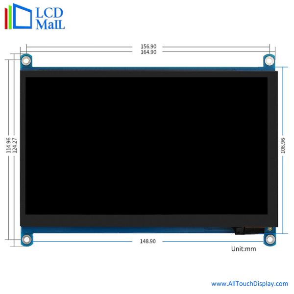 Quality 7 Inch HDMI TFT Display 1024*600 Dots HDM Interface 6 O'Clock Viewing for sale