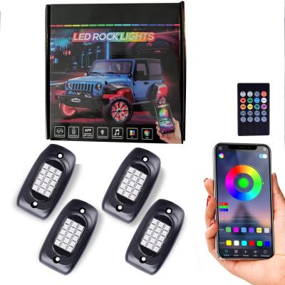 China DC 12V Stable RGB Rock Lights With Remote Control 8Pcs Neon Underglow for sale