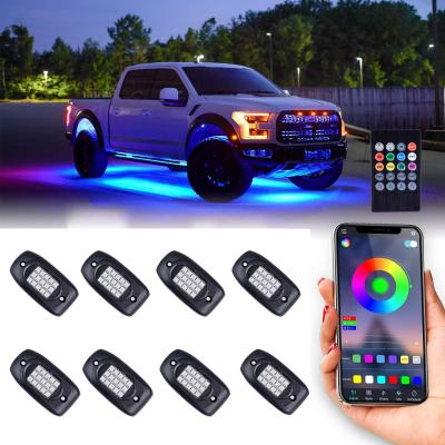 China 5050 Truck Wireless RGB Rock Lights With Lithium Ion Batteries for sale