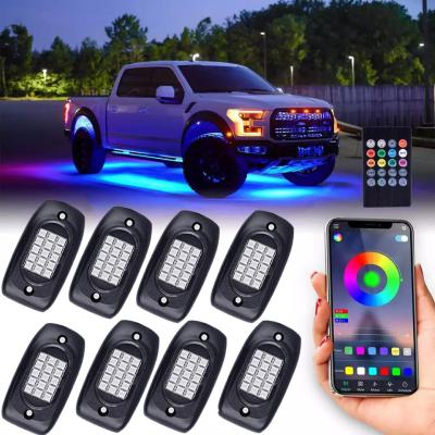 China Motorcycle 4 Pod Rock Lights RGBW , Shockproof Color Changing Rock Lights Bluetooth for sale