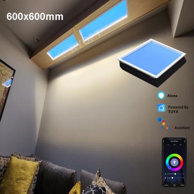 中国 Artificial Blue Sky Led Skylight Ceiling Panel 600x600 Dimmable Ultra Thin Dali 1V-10V 販売のため
