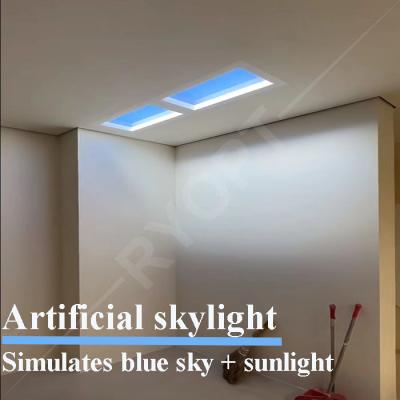 China Artificial Daylight Fake Faux Skylights LED Cloud Blue Sky Panel Tuya Alexa Control à venda