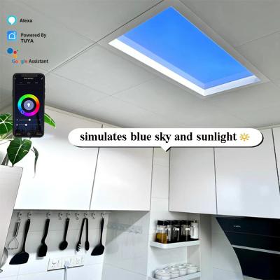 China 600x600 Artificial Blue Sky LED Skylight Ceiling Panel Tuya Wifi Remote Control for sale