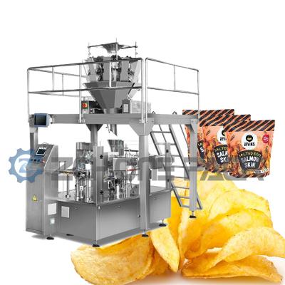 China Potato Chips Granule Packing Machine Eight Stations With Multi Head Scale for sale