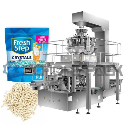 China 8 Stations Automatic Pet Supplies Packaging Machine Cat Food Dog Food Cat Litter Food for sale
