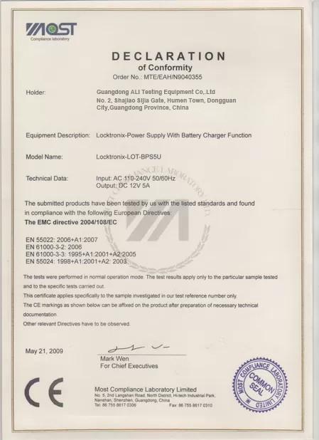 CE(DECLARATION of conformity) - Guangdong ALI Testing Equipment Co,.Ltd
