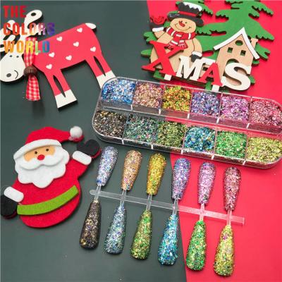 China Polyester Holographic Nail Glitter Powder For Christmas Decoration Nail Art for sale